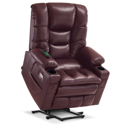 MCombo Large Dual Motor Power Lift Recliner Chair with Massage and Dual Heating for Elderly People, Faux Leather 7634