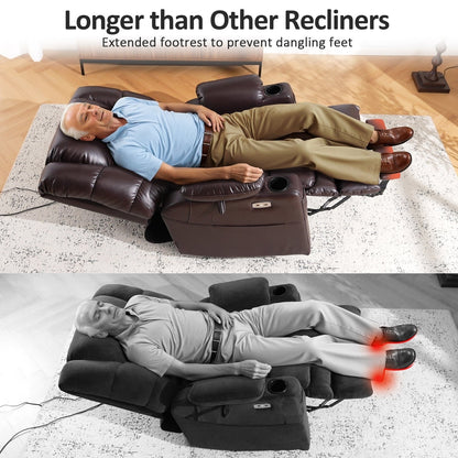 MCombo Large Dual Motor Power Lift Recliner Chair with Massage and Dual Heating for Elderly People, Faux Leather 7634