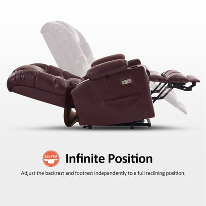 MCombo Large Dual Motor Power Lift Recliner Chair with Massage and Dual Heating for Elderly People, Faux Leather 7634