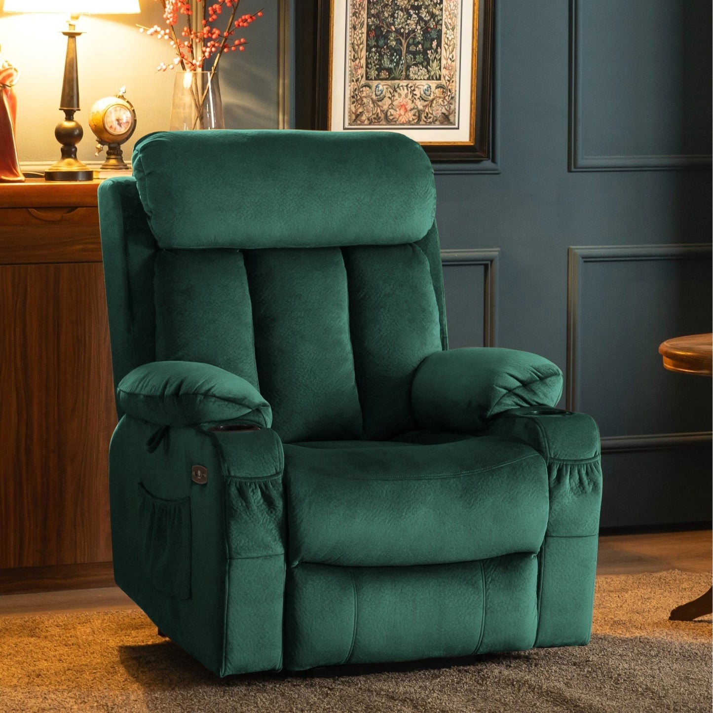 MCombo Large Power Lift Recliner with Extended Footrest for Big and Tall Elderly People, Hand Remote, Cup Holders, Fabric 7426