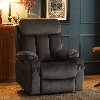 MCombo Large Power Lift Recliner with Extended Footrest for Big and Tall Elderly People, Hand Remote, Cup Holders, Fabric 7426