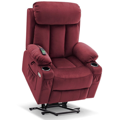 MCombo Large Power Lift Recliner with Extended Footrest for Big and Tall Elderly People, Hand Remote, Cup Holders, Fabric 7426