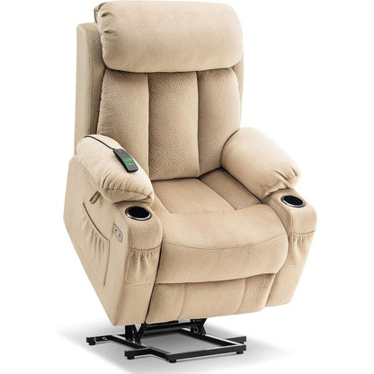 MCombo Large Power Lift Recliner with Extended Footrest for Big and Tall Elderly People, Hand Remote, Cup Holders, Fabric 7426