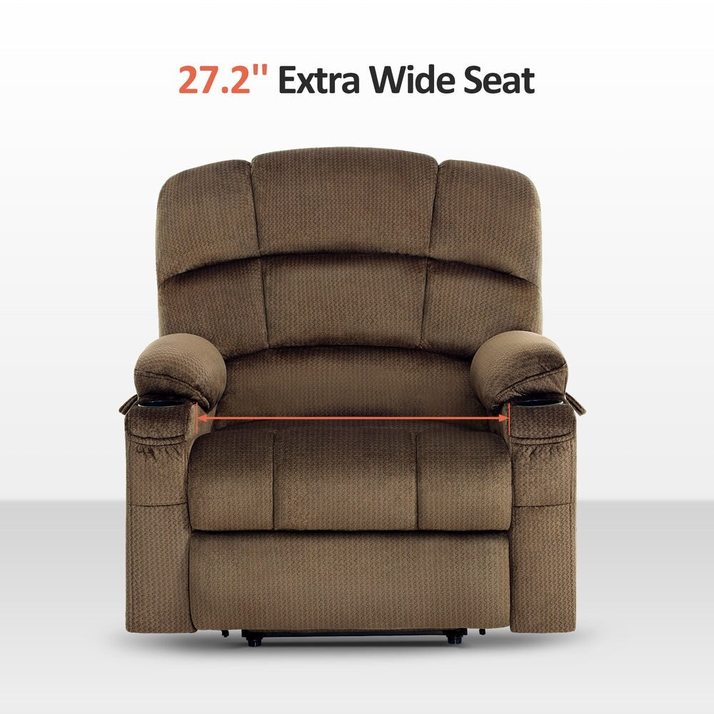 MCombo Lay Flat Dual Motor Power Lift Recliner with Massage and Heat for Elderly People, Infinite Position, Fabric R7677