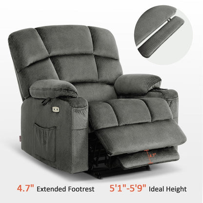 MCombo Lay Flat Dual Motor Power Lift Recliner with Massage and Heat for Elderly People, Infinite Position, Fabric R7677