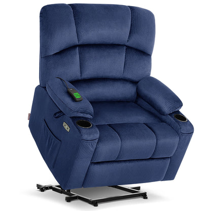 MCombo Lay Flat Dual Motor Power Lift Recliner with Massage and Heat for Elderly People, Infinite Position, Fabric R7677
