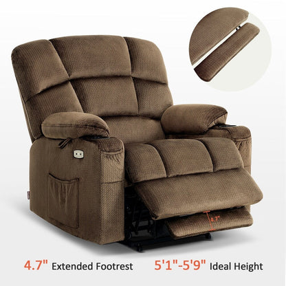 MCombo Lay Flat Dual Motor Power Lift Recliner with Massage and Heat for Elderly People, Infinite Position, Fabric R7677
