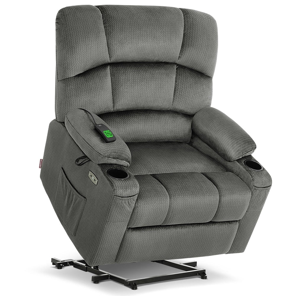 MCombo Lay Flat Dual Motor Power Lift Recliner with Massage and Heat for Elderly People, Infinite Position, Fabric R7677