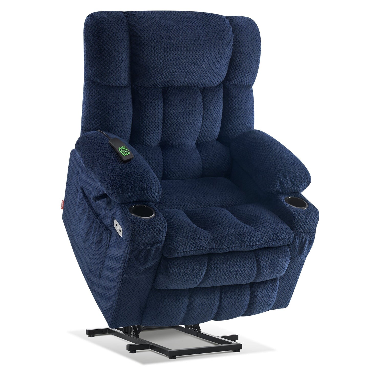 MCombo Medium Dual Motor Power Lift Recliner Chair Infinite Position, Massage and Heat, Extended Footrest, Fabric 7890