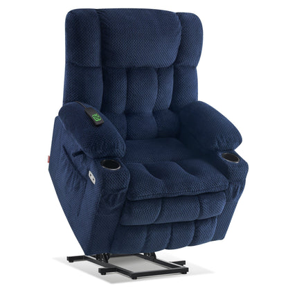 MCombo Medium Dual Motor Power Lift Recliner Chair Infinite Position, Massage and Heat, Extended Footrest, Fabric 7890