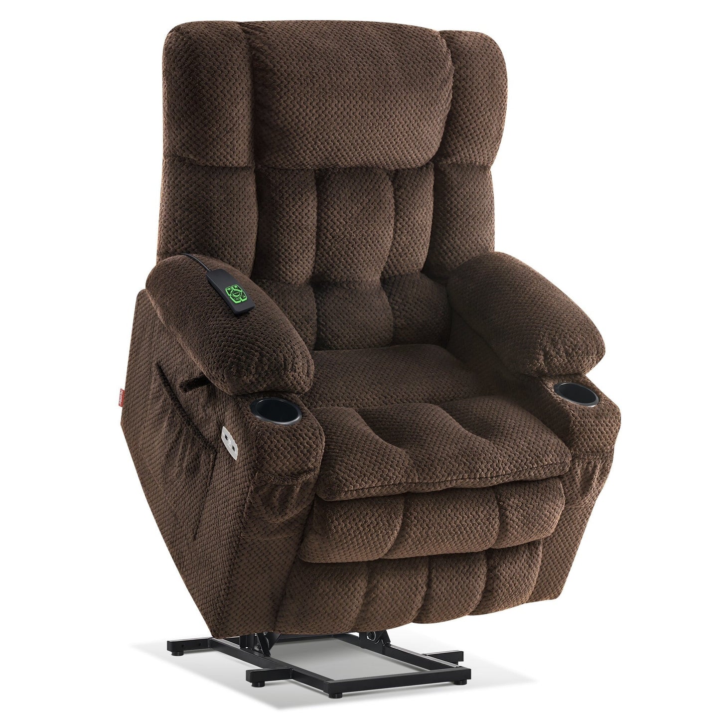 MCombo Medium Dual Motor Power Lift Recliner Chair Infinite Position, Massage and Heat, Extended Footrest, Fabric 7890