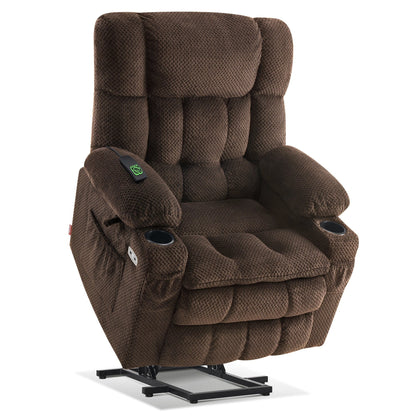MCombo Medium Dual Motor Power Lift Recliner Chair Infinite Position, Massage and Heat, Extended Footrest, Fabric 7890