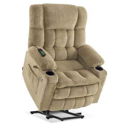 MCombo Medium Dual Motor Power Lift Recliner Chair Infinite Position, Massage and Heat, Extended Footrest, Fabric 7890
