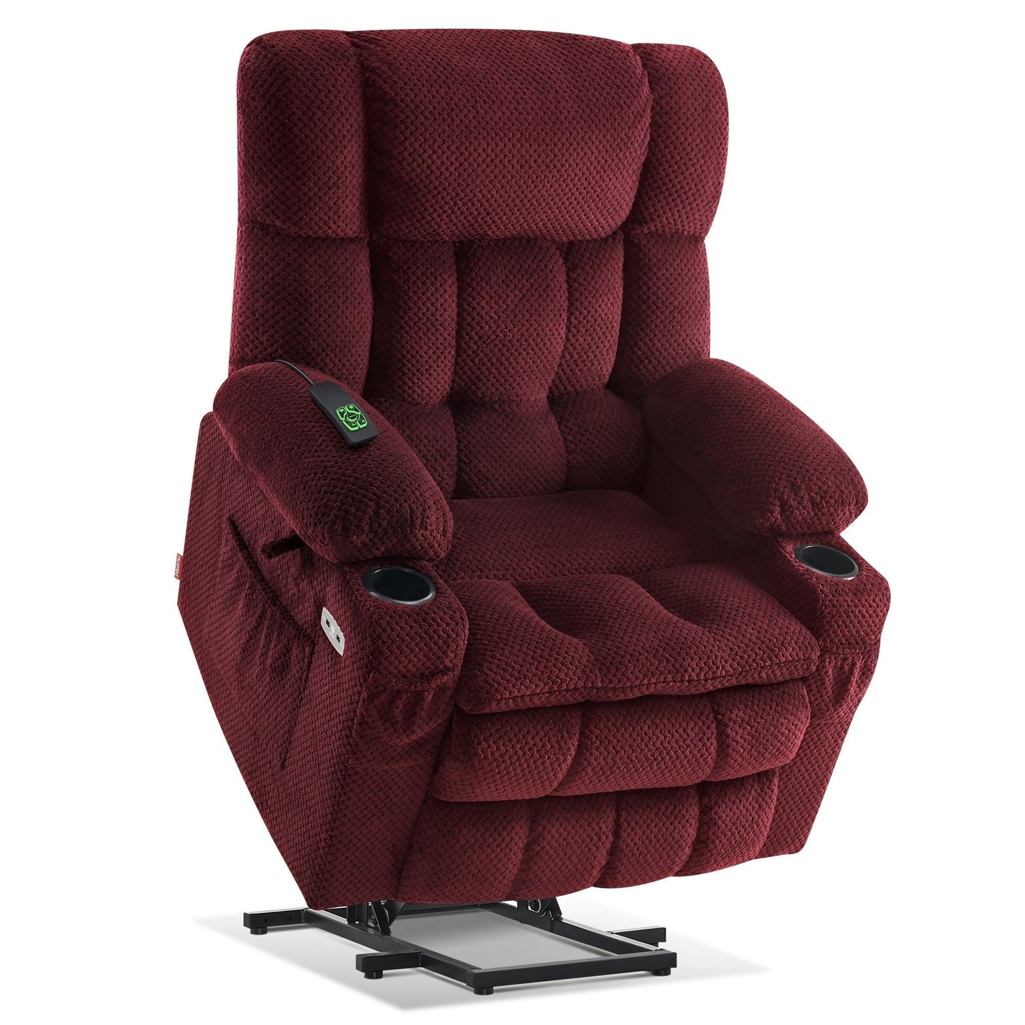 MCombo Medium Dual Motor Power Lift Recliner Chair Infinite Position, Massage and Heat, Extended Footrest, Fabric 7890