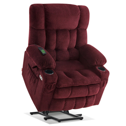 MCombo Medium Dual Motor Power Lift Recliner Chair Infinite Position, Massage and Heat, Extended Footrest, Fabric 7890