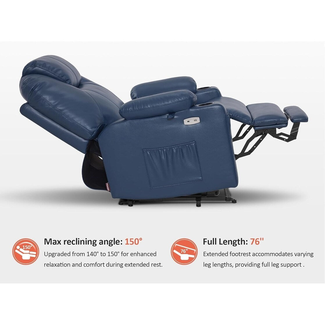 MCombo Medium-Wide Power Lift Recliner Chair Sofa with Massage and Heat for Elderly People, Faux Leather R7045