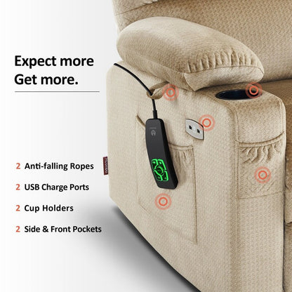 MCombo Dual Motor Power Lift Recliner Chair for Elderly, Massage and Heat, Fabric 7680