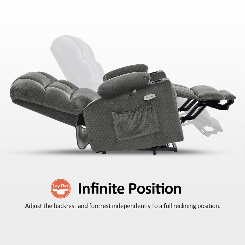 MCombo Dual Motor Power Lift Recliner Chair for Elderly, Massage and Heat, Fabric 7680