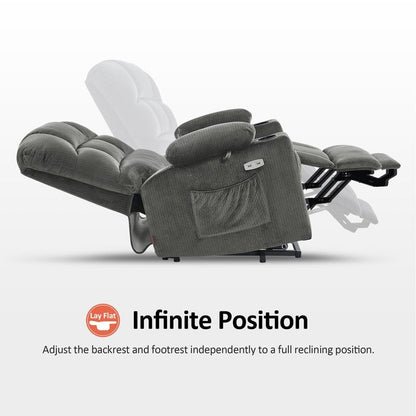 MCombo Dual Motor Power Lift Recliner Chair for Elderly, Massage and Heat, Fabric 7680