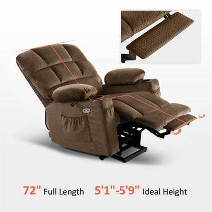 MCombo Dual Motor Power Lift Recliner Chair for Elderly, Massage and Heat, Fabric 7680
