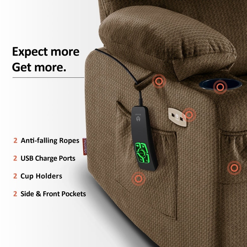 MCombo Dual Motor Power Lift Recliner Chair for Elderly, Massage and Heat, Fabric 7680
