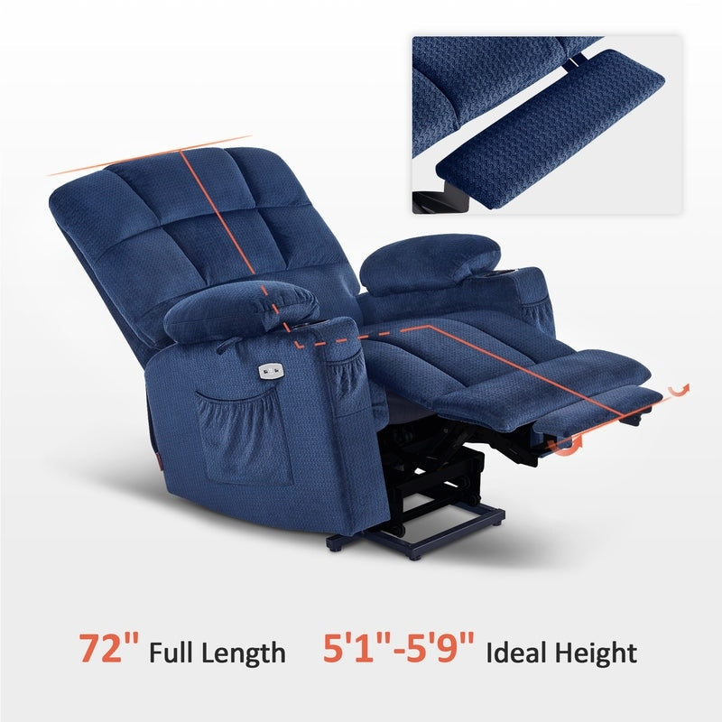 MCombo Dual Motor Power Lift Recliner Chair for Elderly, Massage and Heat, Fabric 7680