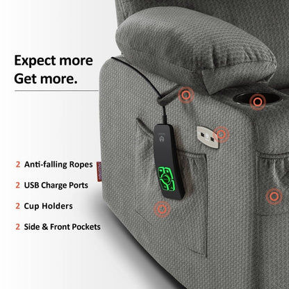MCombo Dual Motor Power Lift Recliner Chair for Elderly, Massage and Heat, Fabric 7680
