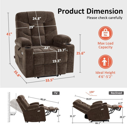 MCombo Power Lift Recliner Chair with Extended Footrest for Elderly People