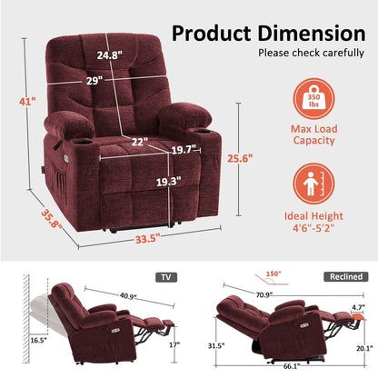MCombo Power Lift Recliner Chair with Extended Footrest for Elderly People