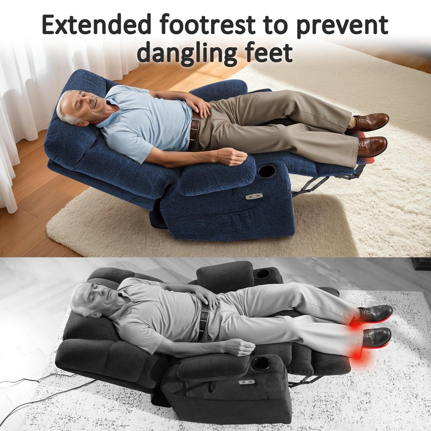MCombo Power Lift Recliner Chair with Extended Footrest for Elderly People