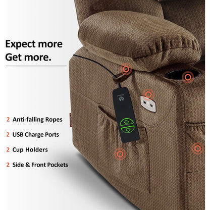 MCombo Power Lift Recliner Chair with Extended Footrest for Elderly Seniors, Fabric