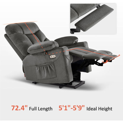 MCombo Power Lift Recliner Chair with Extended Footrest for Elderly Seniors, Fabric