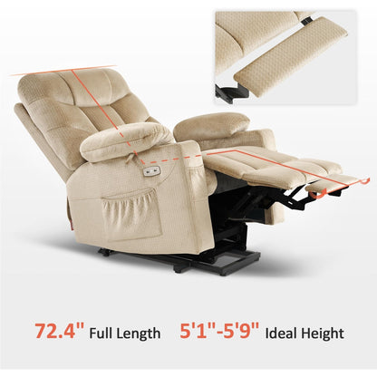 MCombo Power Lift Recliner Chair with Extended Footrest for Elderly Seniors, Fabric