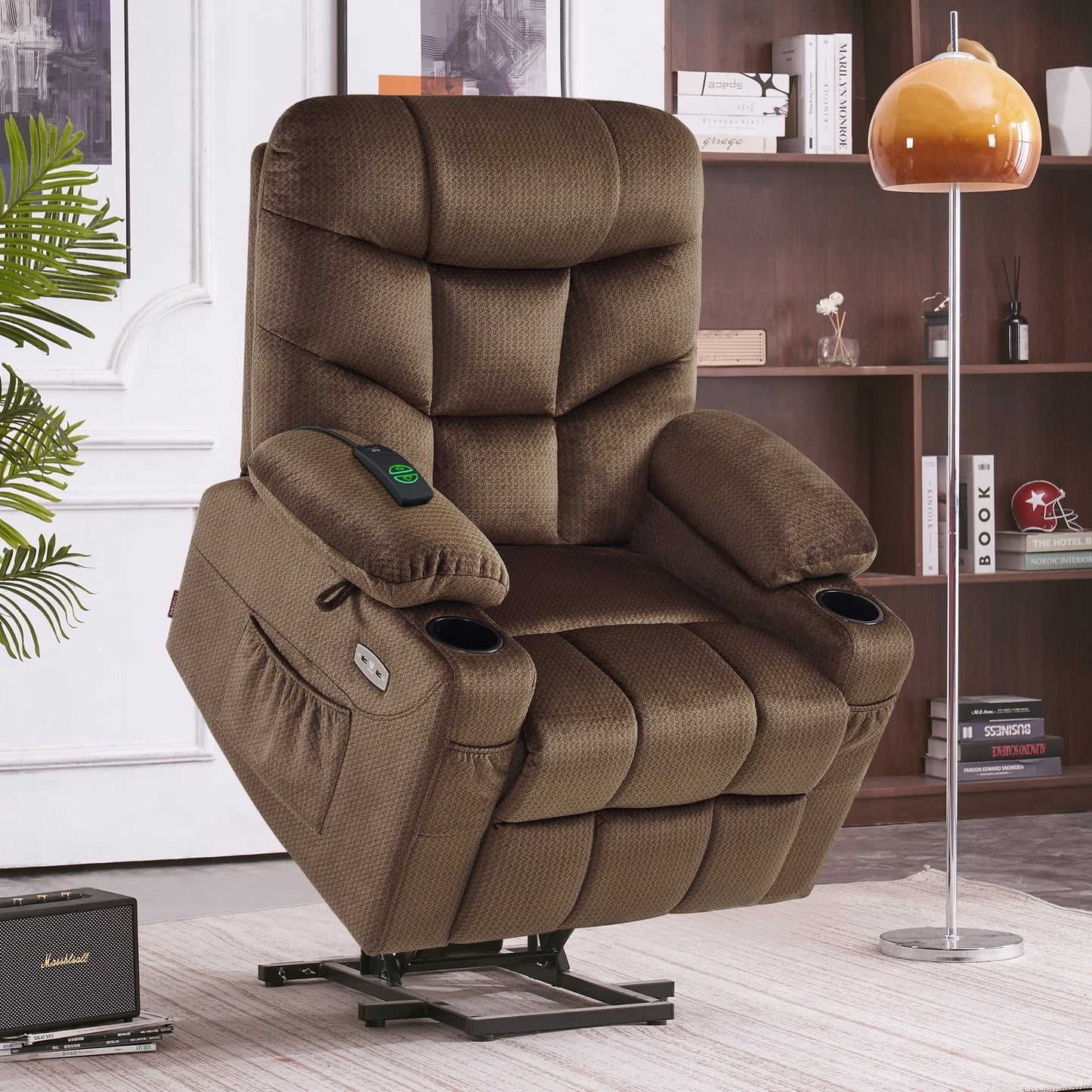 MCombo Power Lift Recliner Chair with Extended Footrest for Elderly Seniors, Fabric