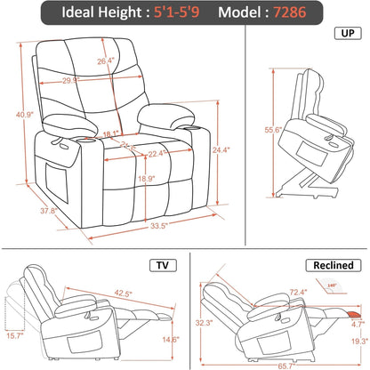 MCombo Power Lift Recliner Chair with Extended Footrest for Elderly Seniors, Fabric