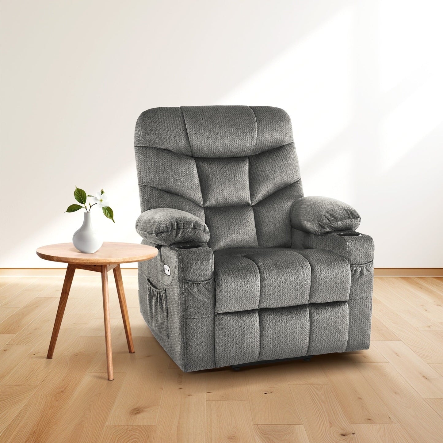 MCombo Power Lift Recliner Chair with Extended Footrest for Elderly Seniors, Fabric