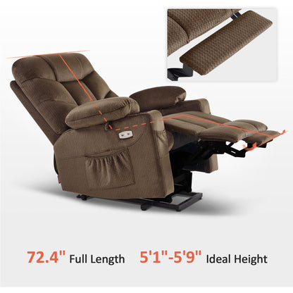 MCombo Power Lift Recliner Chair with Extended Footrest for Elderly Seniors, Fabric