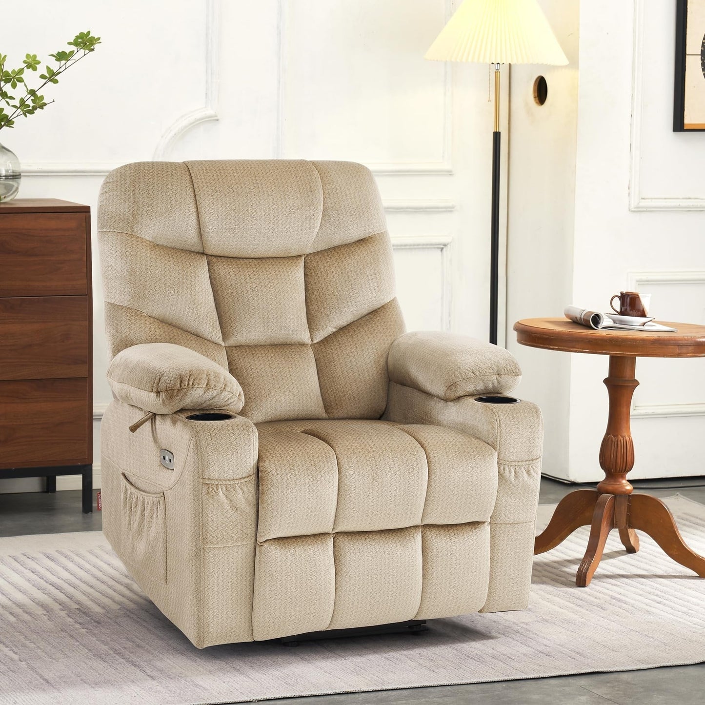 MCombo Power Lift Recliner Chair with Extended Footrest for Elderly Seniors, Fabric
