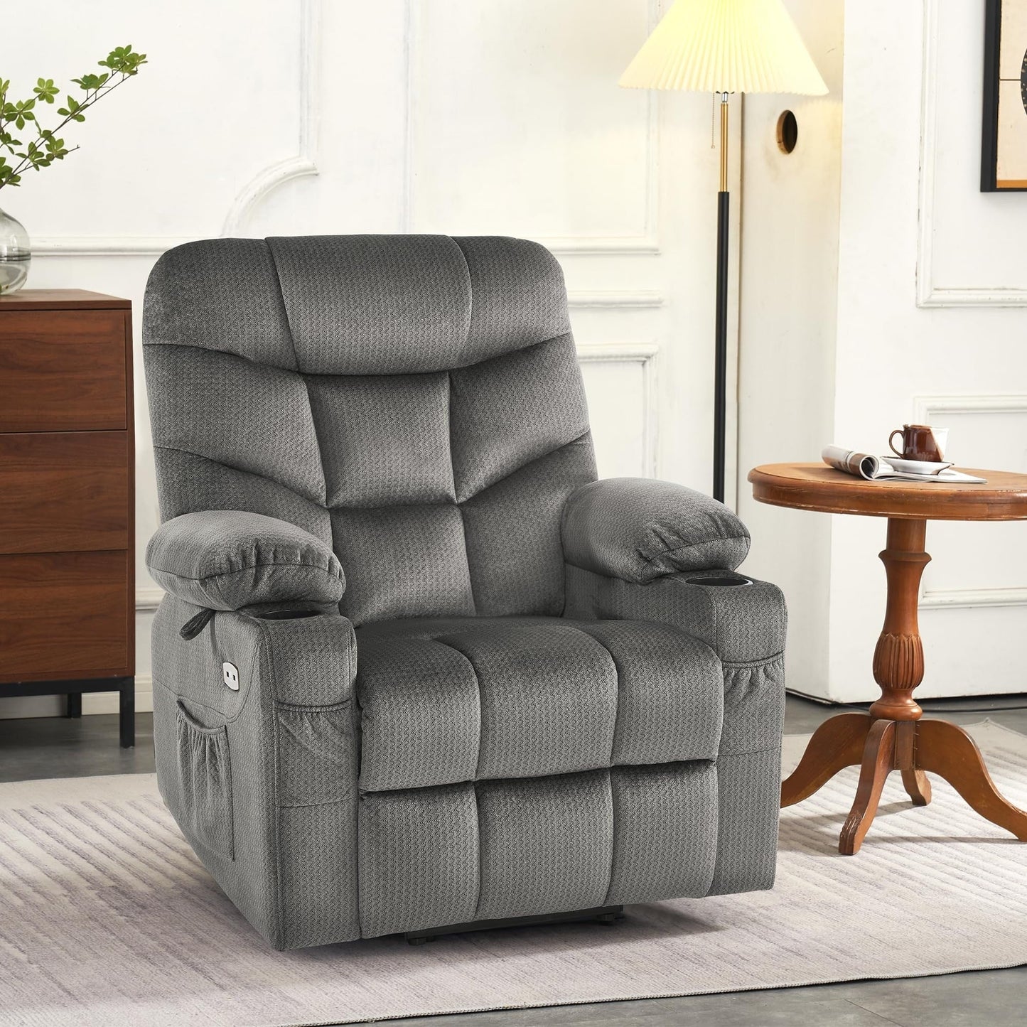 MCombo Power Lift Recliner Chair with Extended Footrest for Elderly Seniors, Fabric