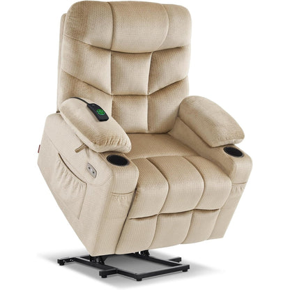 MCombo Power Lift Recliner Chair with Extended Footrest for Elderly Seniors, Fabric