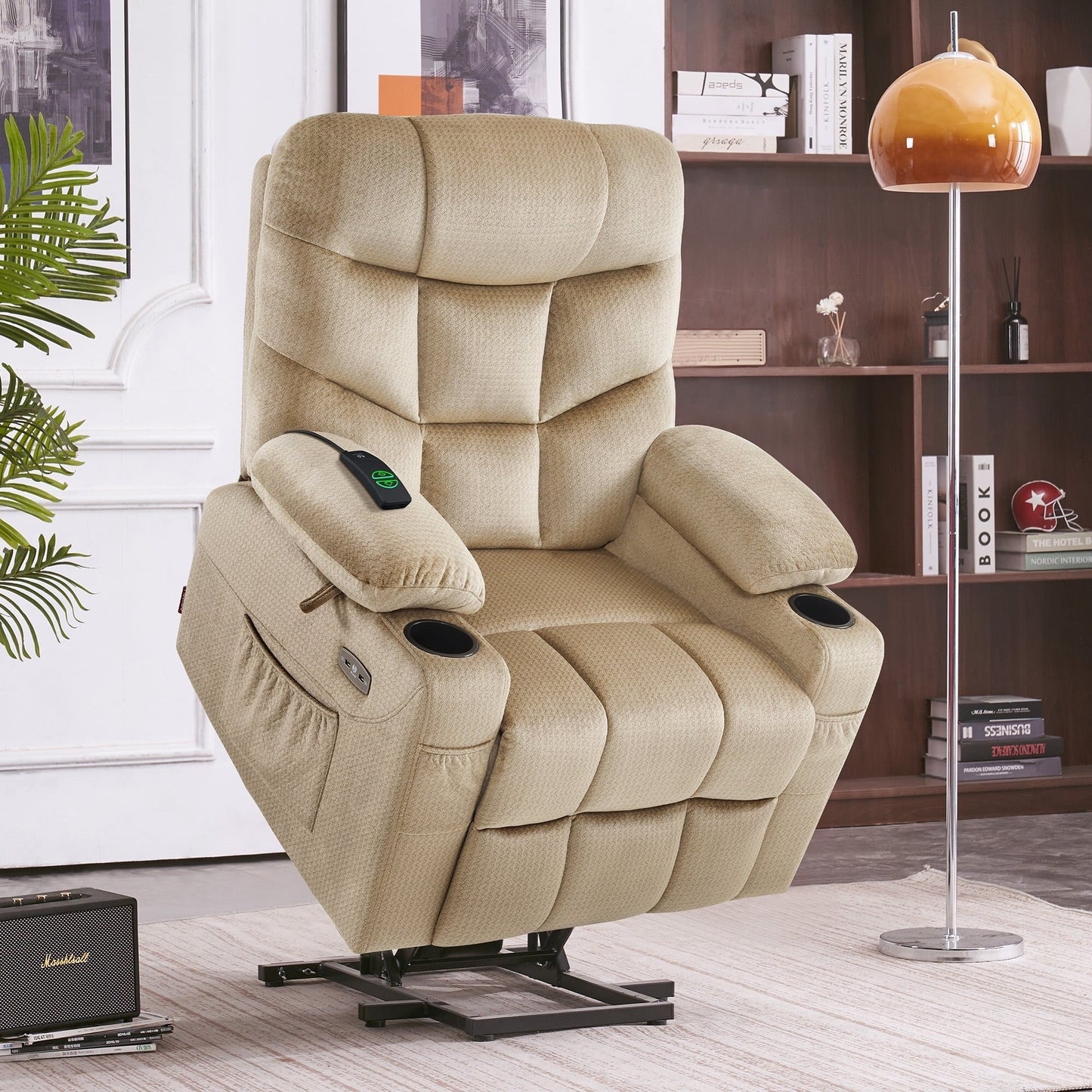 MCombo Power Lift Recliner Chair with Extended Footrest for Elderly Seniors, Fabric