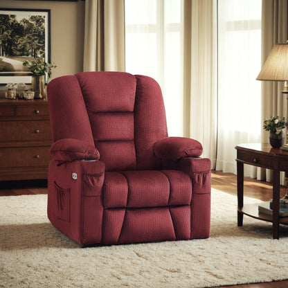 MCombo Power Lift Recliner Chair with Massage and Heat for Elderly, Extended Footrest, USB Ports, Fabric (Medium)