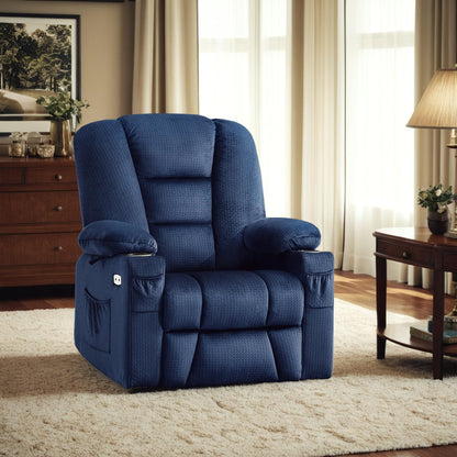 MCombo Power Lift Recliner Chair with Massage and Heat for Elderly, Extended Footrest, USB Ports, Fabric (Medium)