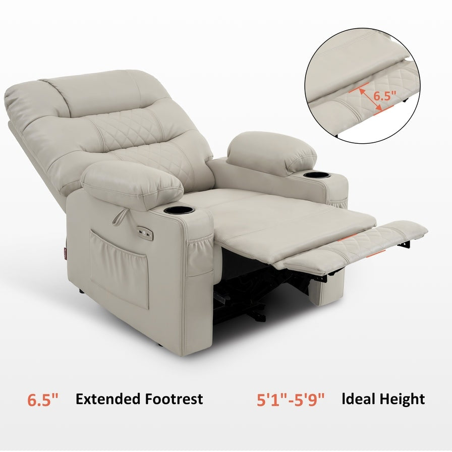 MCombo Electric Power Recliner Chair with Heat and Massage, Leather PR621