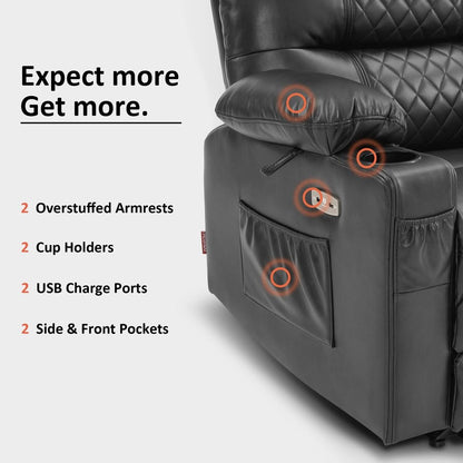 MCombo Electric Power Recliner Chair with Heat and Massage, Leather PR621