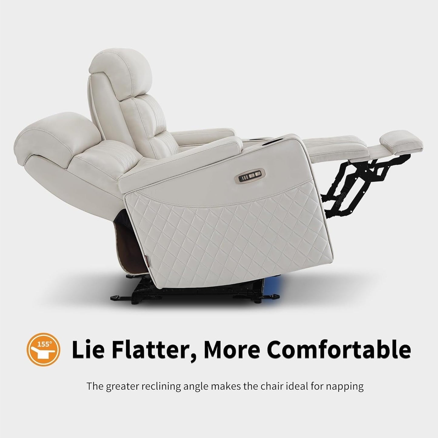 MCombo Power Reclining Loveseat Sofa with Adjustable Headrests, Home Theater Seating with Armrest Storage, Faux Leather HTS470