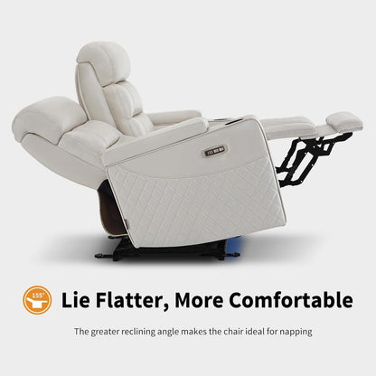 MCombo Power Reclining Loveseat Sofa with Adjustable Headrests, Home Theater Seating with Armrest Storage, Faux Leather HTS470
