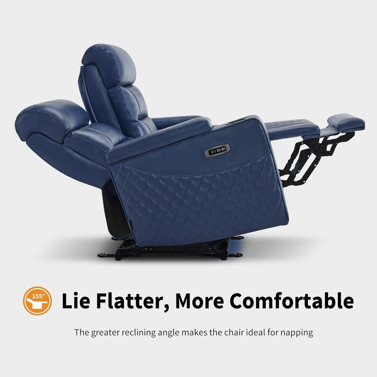 MCombo Power Reclining Loveseat Sofa with Adjustable Headrests, Home Theater Seating with Armrest Storage, Faux Leather HTS470