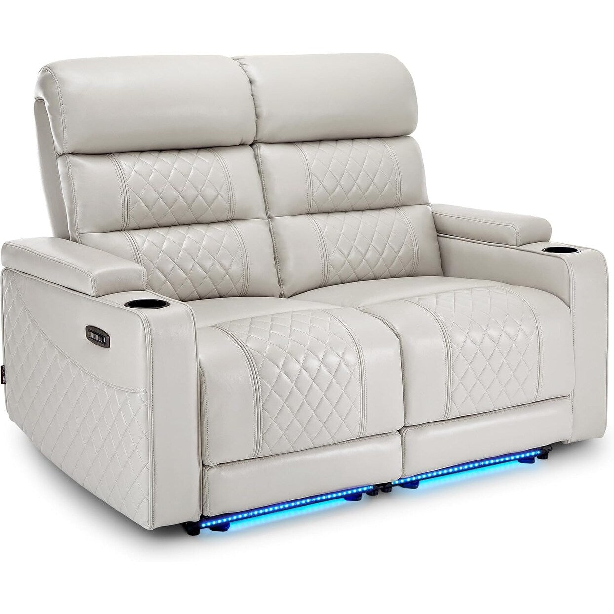MCombo Power Reclining Loveseat Sofa with Adjustable Headrests, Home Theater Seating with Armrest Storage, Faux Leather HTS470