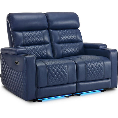 MCombo Power Reclining Loveseat Sofa with Adjustable Headrests, Home Theater Seating with Armrest Storage, Faux Leather HTS470